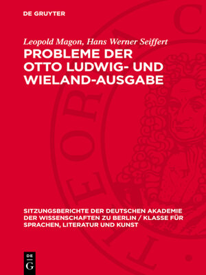 cover image of Probleme der Otto Ludwig- und Wieland-Ausgabe